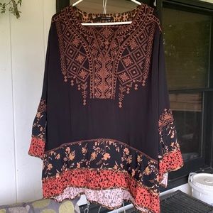 John Mark Plus Size Multi Print Tiered Ruffled Tunic